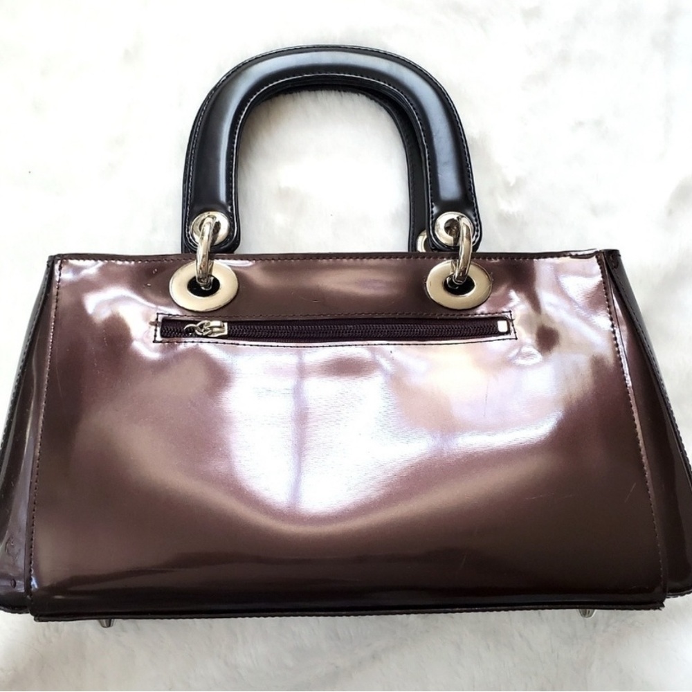 Beijo "On The Town" Chocolate Handbag Brown Shiny Patent 13” x 7” x 3”